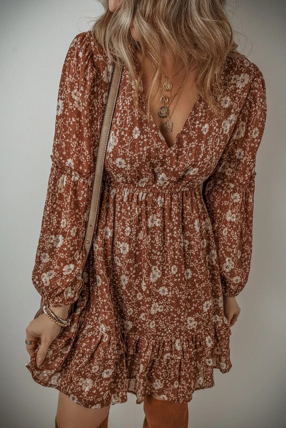 knee length dresses for ladies Ola Boho Long Sleeve Mini Dress main image 1